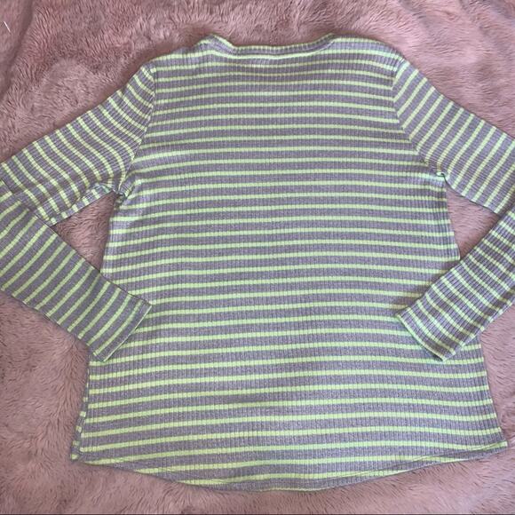 American Eagle Gray & Neon Striped Ribbed Cozy Soft Sweater Large - Picture 8 of 8